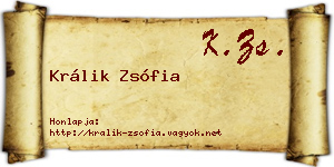 Králik Zsófia névjegykártya